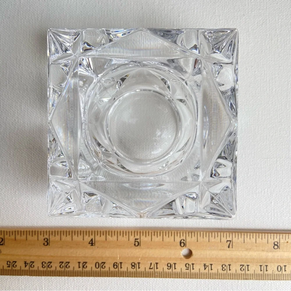 PartyLite Quad Prism lead crystal clear candle holder votive or tealight P0129